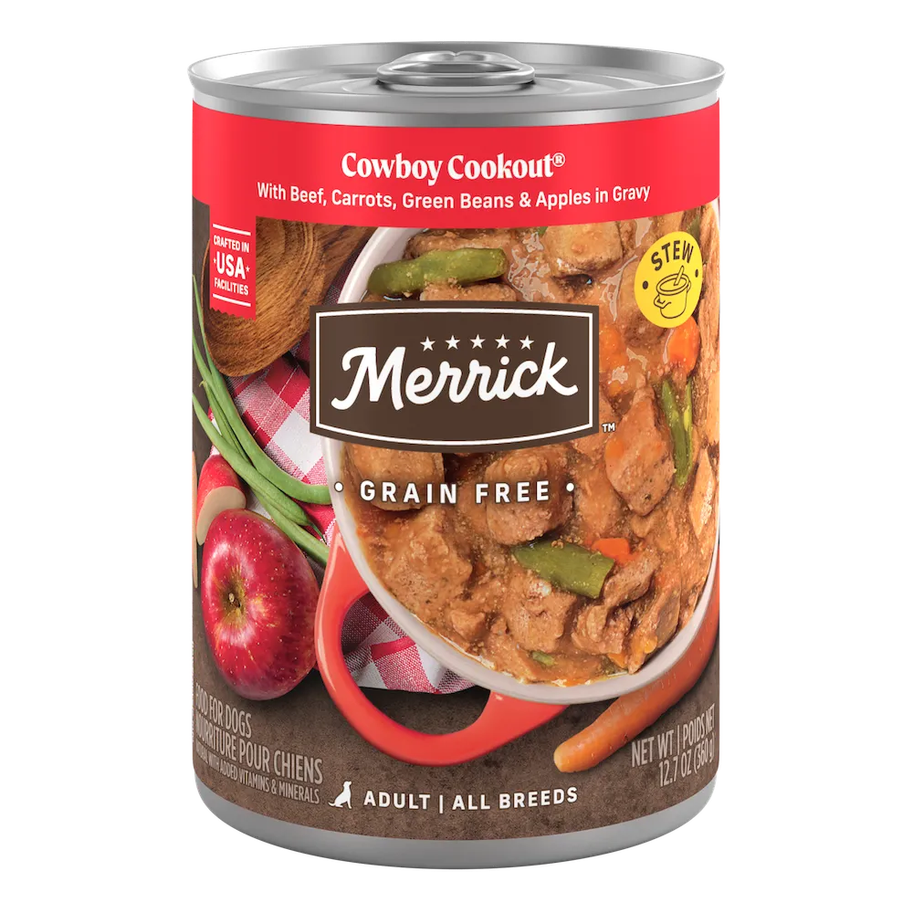 Merrick Grain Free Cowboy Cookout wet dog food can.