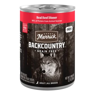 Merrick Backcountry Grain Free Hero's Banquet Stew package.