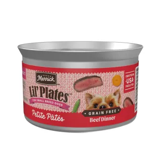 Merrick Lil Plates Petite Pates Grain free Beef Dinner package.