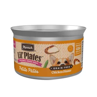 Merrick Lil Plates Petite Pates Grain free Chicken Dinner package.
