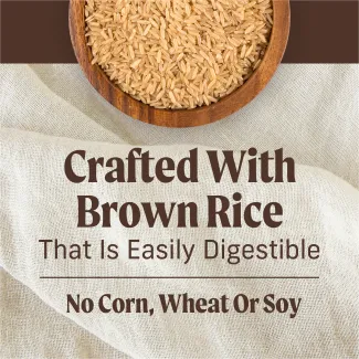 Crafted with brown rice that is easily digestible. No corn, wheat or soy.