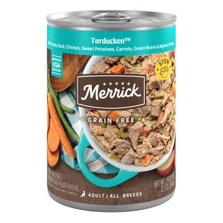 Merrick Grain Free Turdurken wet dog food can.