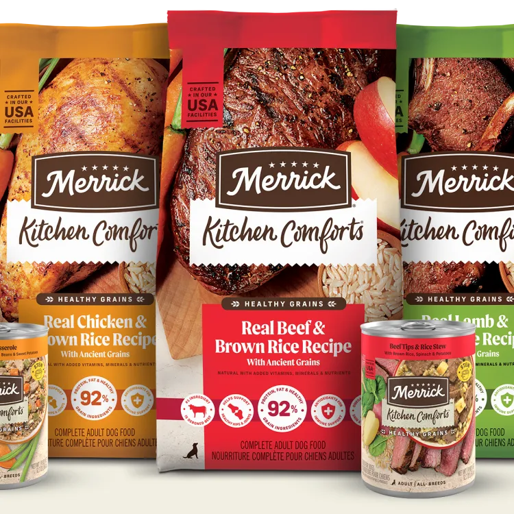 Merrick Kitchen Comforts Dog Food Product line up 